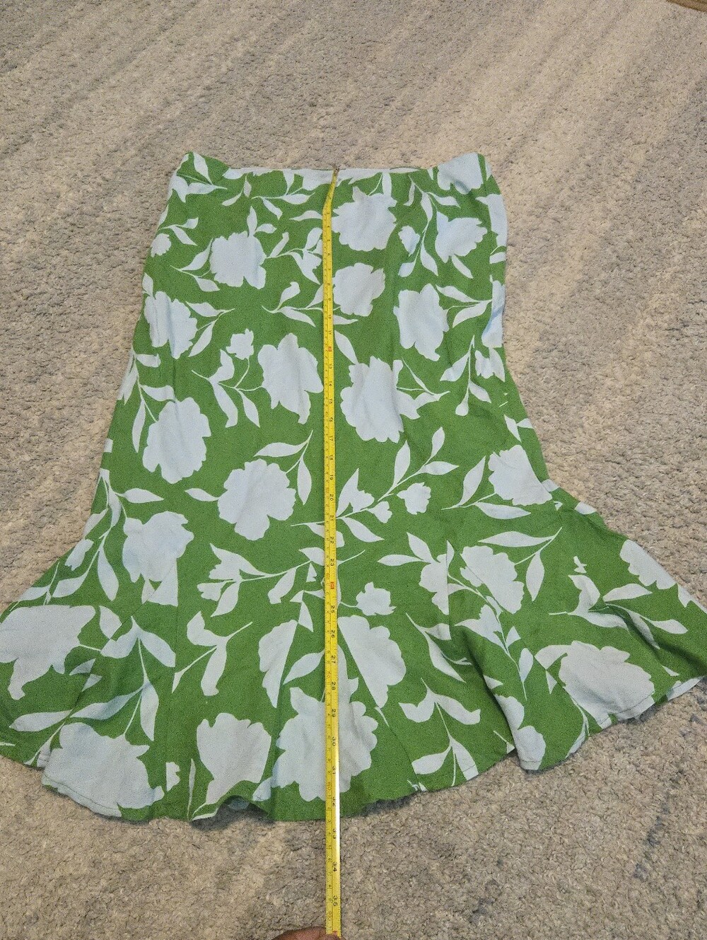 Kate Spade New York Target Green Floral Linen Blend Mermaid Midi Skirt Large - Picture 4 of 5